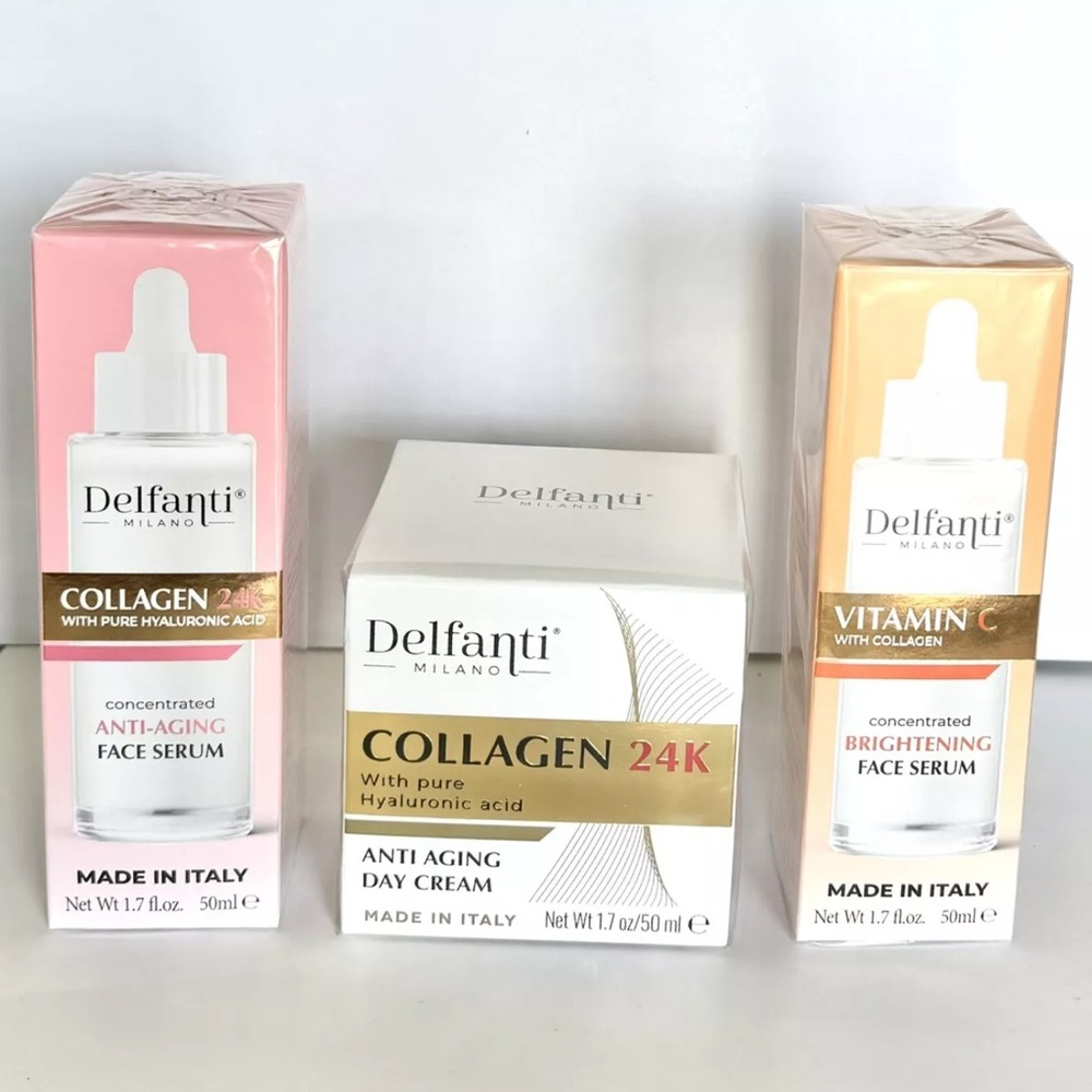 3-pack Delfanti Milano Anti-Aging Serum+ Day Cream+ Vitamin C Serum 1.7 oz Each